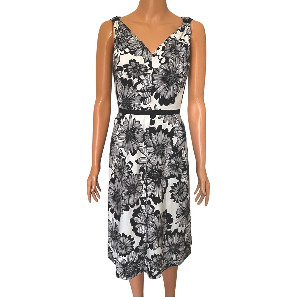Talbots fit and flare black & white summer dress.